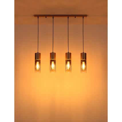 Globo - Suspension filaire 3xE27/25W/230V bronze