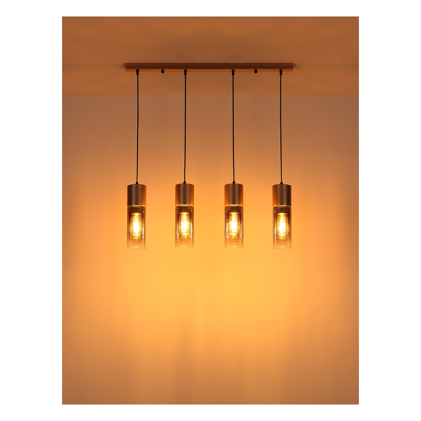 Globo - Suspension filaire 3xE27/25W/230V bronze