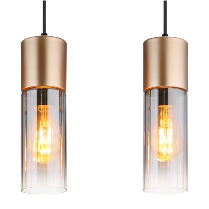 Globo - Suspension filaire 3xE27/25W/230V bronze