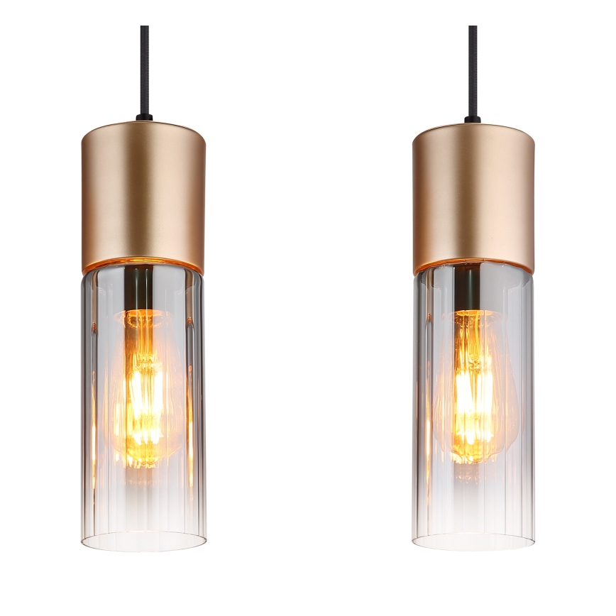Globo - Suspension filaire 3xE27/25W/230V bronze