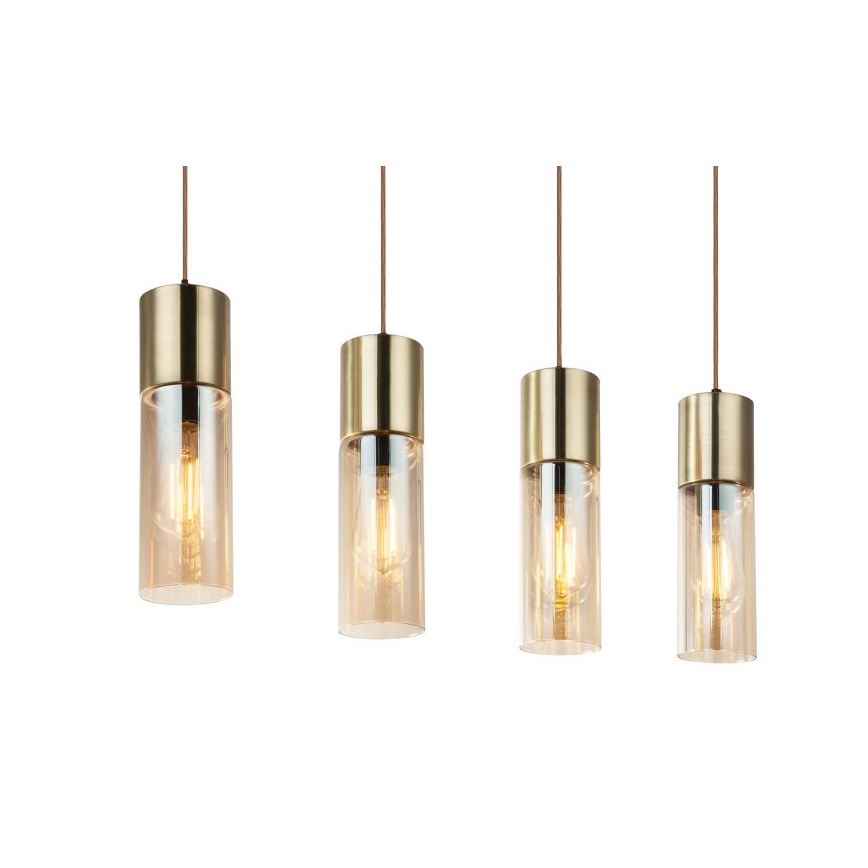Globo - Suspension filaire 4xE27/25W/230V laiton