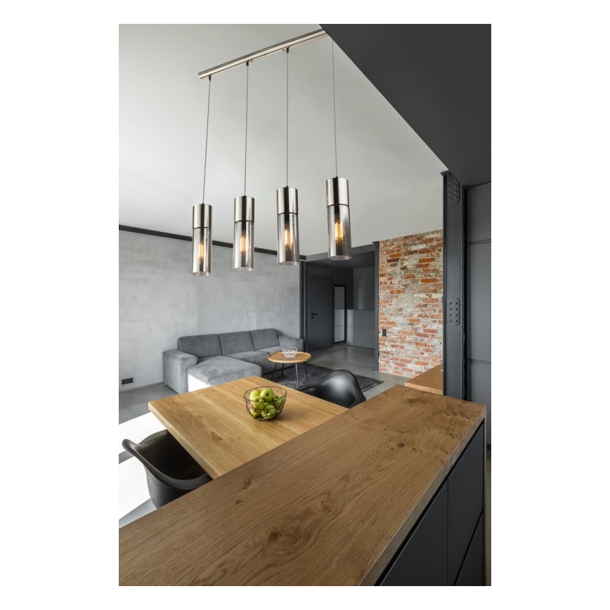 Globo - Lampadario a sospensione con filo 4xE27/25W/230V cromo opaco