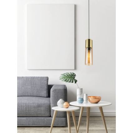 Globo - Lampadario a sospensione con filo 1xE27/25W/230V diametro 10,5 cm ottone
