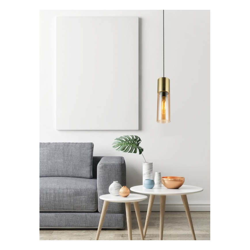 Globo - Lampadario a sospensione con filo 1xE27/25W/230V diametro 10,5 cm ottone
