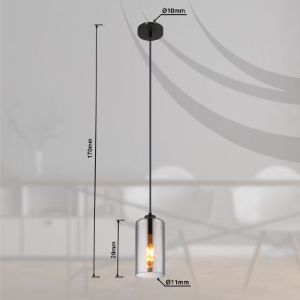 Globo - Hängeleuchte 1xE27/25W/230V d 11 cm schwarz