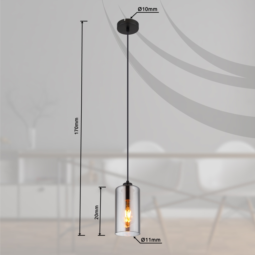 Globo - Hängeleuchte 1xE27/25W/230V d 11 cm schwarz