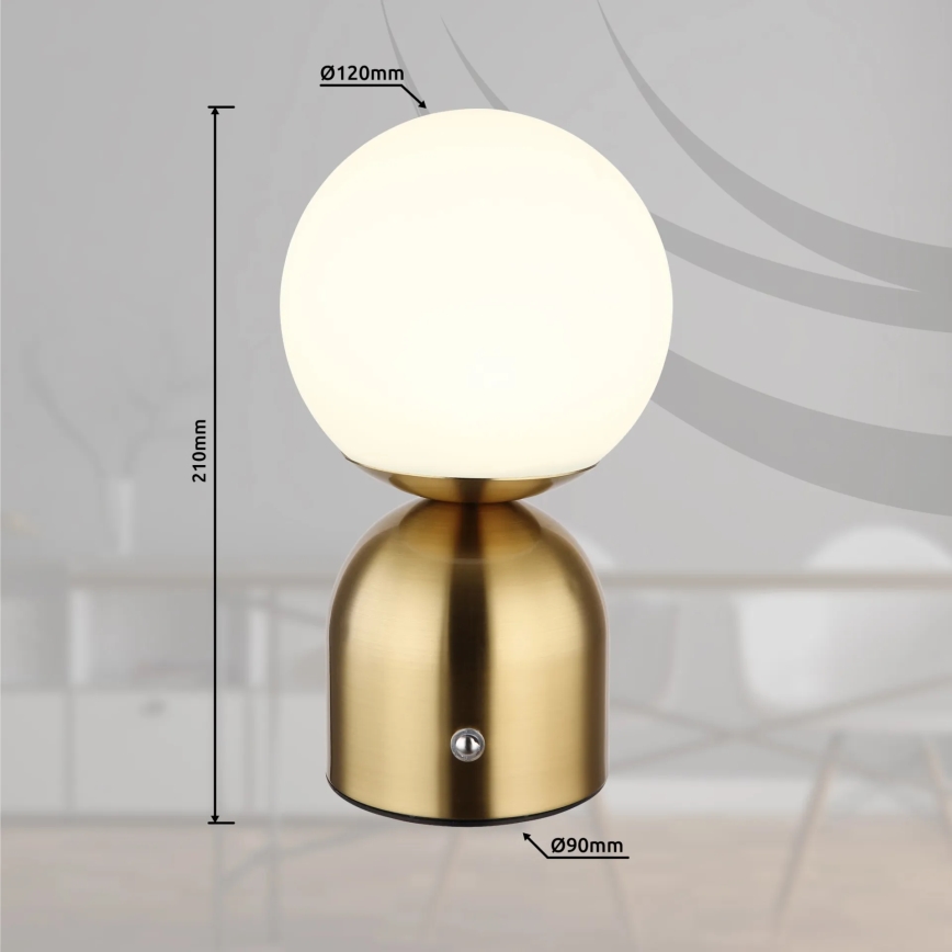 Globo - Lampe de table tactile à intensité variable LED/2,5W/3,7V 2700K/4000K/6500K 1800 mAh USB laiton