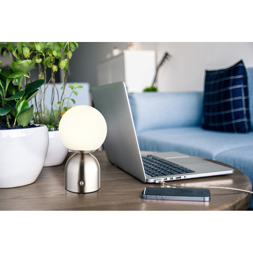 Globo - Lampada da tavolo LED dimmerabile con funzione Touch LED/2,5W/3,7V 2700K/4000K/6500K 1800 mAh USB cromo opaco
