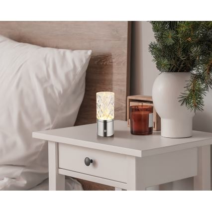 Globo - Lampe de table tactile à intensité variable LED/2,5W/3,7V 2700K/4000K/6500K 1800 mAh USB chrome mat