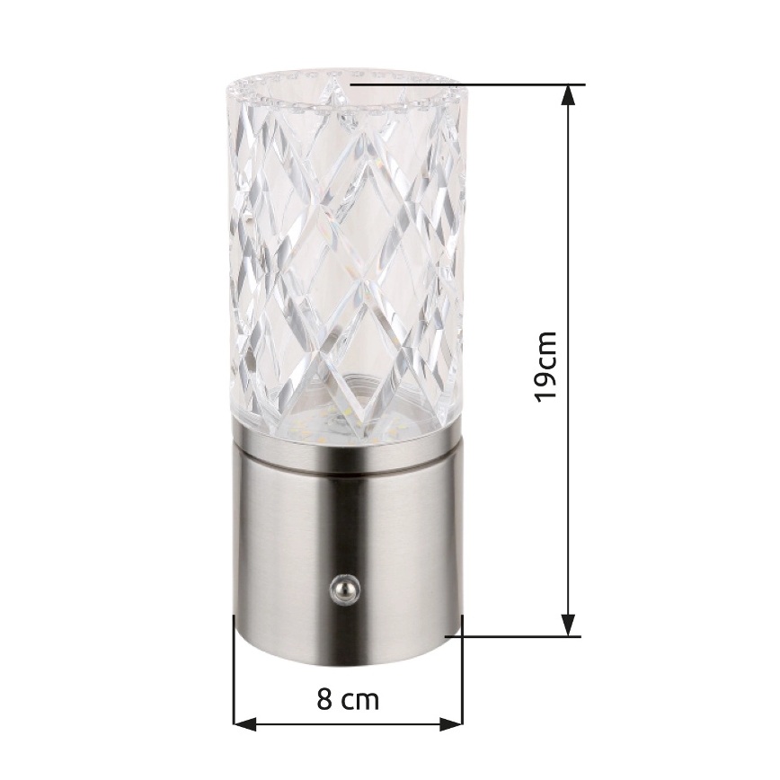 Globo - Lampe de table tactile à intensité variable LED/2,5W/3,7V 2700K/4000K/6500K 1800 mAh USB chrome mat
