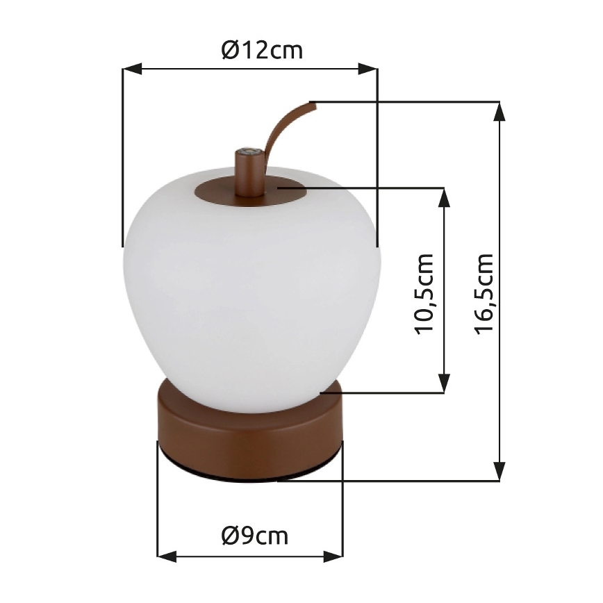 Globo - Lampada da tavolo LED dimmerabile con funzione Touch LED/2W/3,7V 2700K/4000K/6500K 1200 mAh USB marrone