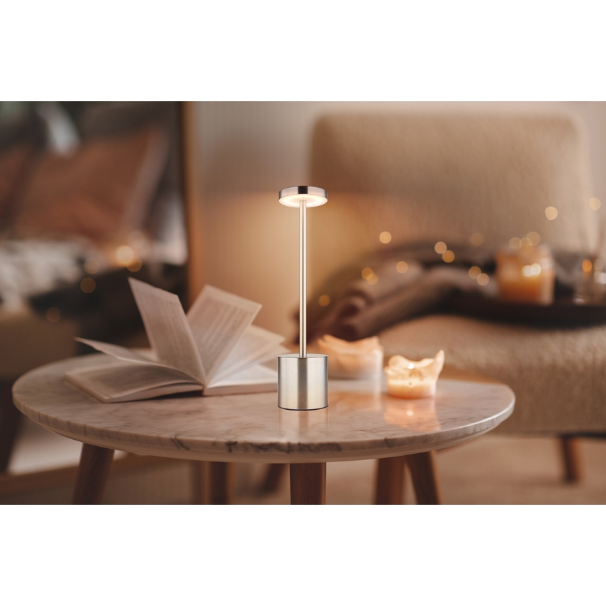 Globo - Lampe de table tactile à intensité variable LED/1,2W/3,7V 2000K/3500K/7000K 1200 mAh USB chrome mat