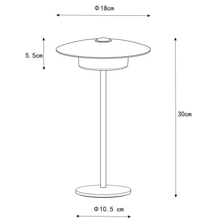 Globo - LED da esterno ricaricabile touch lampada da tavolo LED/3W/3,7V 1800/2700/3000K IP44 1800 mAh nero
