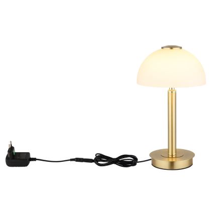 Globo - Lampada da tavolo a LED dimmerabile con controllo touch, 7W/230V, 3000K, finitura ottone