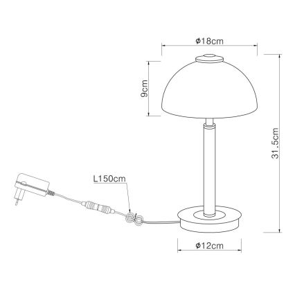 Globo - Lampe de table tactile LED dimmable, 7 W, 230 V, 3000 K, laiton