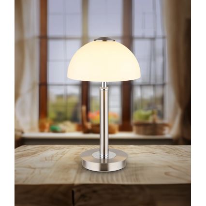 Globo - Lampe de table tactile à LED dimmable, 7 W, 230 V, 3000 K, chrome mat