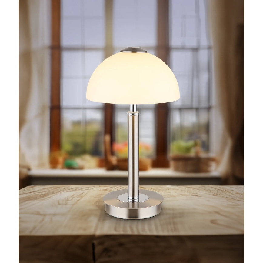 Globo - Lampe de table tactile à LED dimmable, 7 W, 230 V, 3000 K, chrome mat