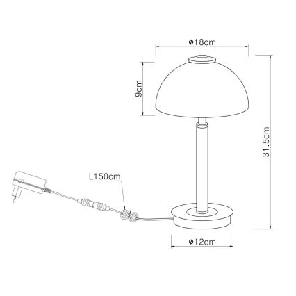 Globo - Lampe de table tactile à LED dimmable, 7 W, 230 V, 3000 K, chrome mat