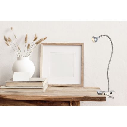 Globo - LED Flessibile piccola lampada con clip LED/3W/230V cromo opaco