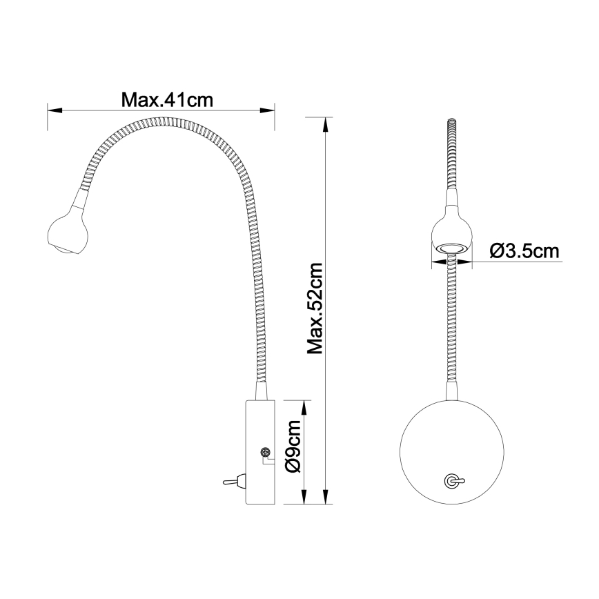 Globo - Lampe flexible à LED 3W/230V, chrome brillant