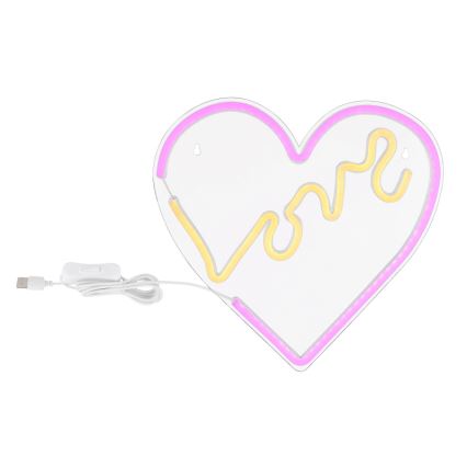 Globo - Décoration murale néon LED/3W/USB cœur