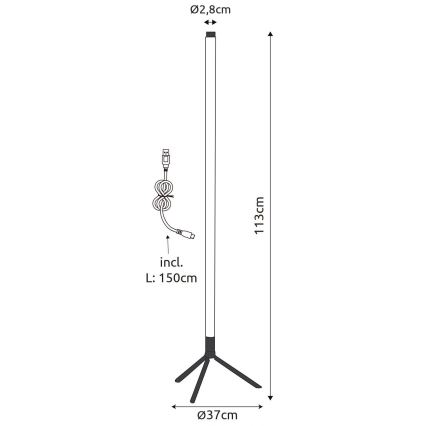 Globo - Lampada da terra LED RGB dimmerabile LED/7W/5V + telecomando