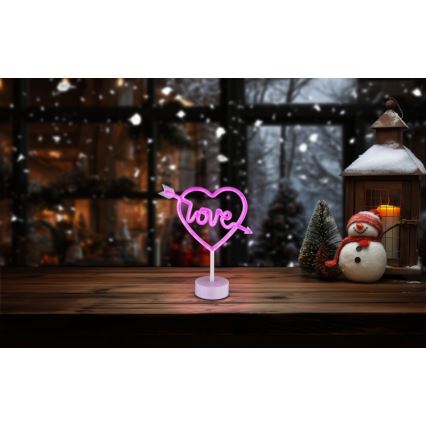 Globo - LED-Neon-Tischcekoration LED/2W/3xAA Herz