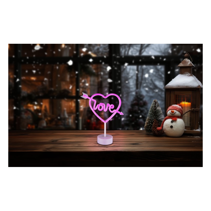 Globo - LED-Neon-Tischcekoration LED/2W/3xAA Herz
