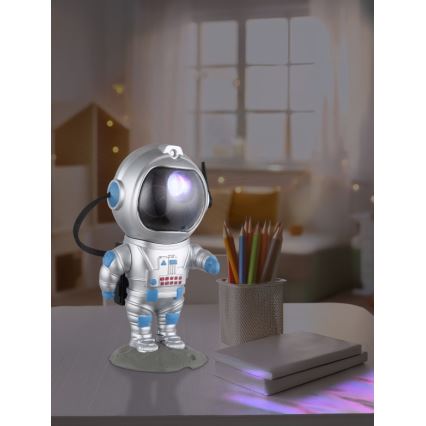 Globo - Lampada da tavolo LED RGB LED/4,5W/5V astronauta argento