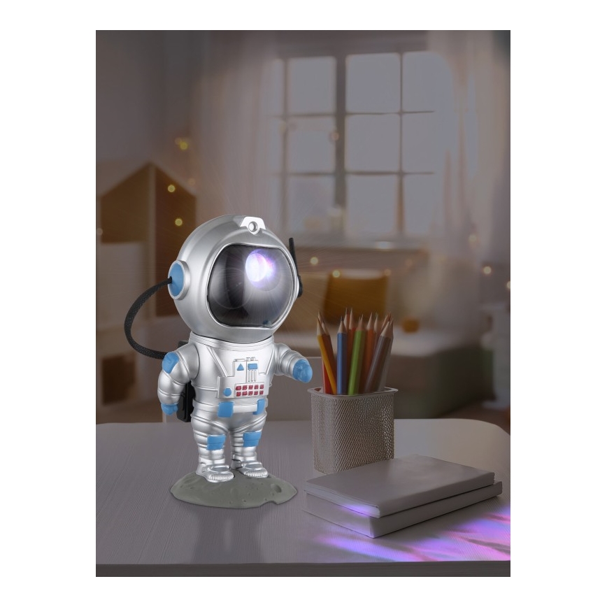 Globo - Lampada da tavolo LED RGB LED/4,5W/5V astronauta argento