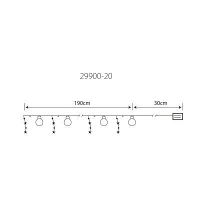 Globo 29900-20 - Guirlande décorative LED 20xLED/0,03W/2xAA