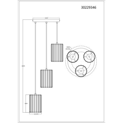 Globo - Suspension filaire 3xE27/60W/230V d. 35 cm