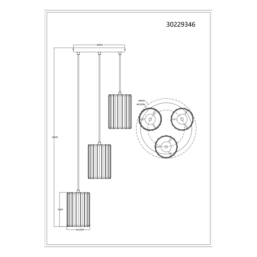 Globo - Suspension filaire 3xE27/60W/230V d. 35 cm