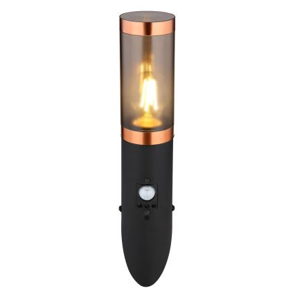 Globo - Applique da esterno con sensore 1xE27/15W/230V IP44 nero/rame