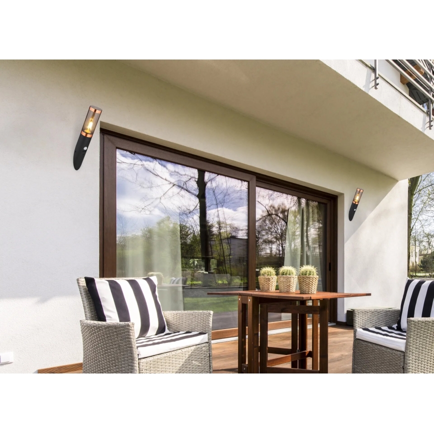 Globo - Applique murale extérieure avec détecteur 1xE27/15W/230V IP44 noir/cuivre
