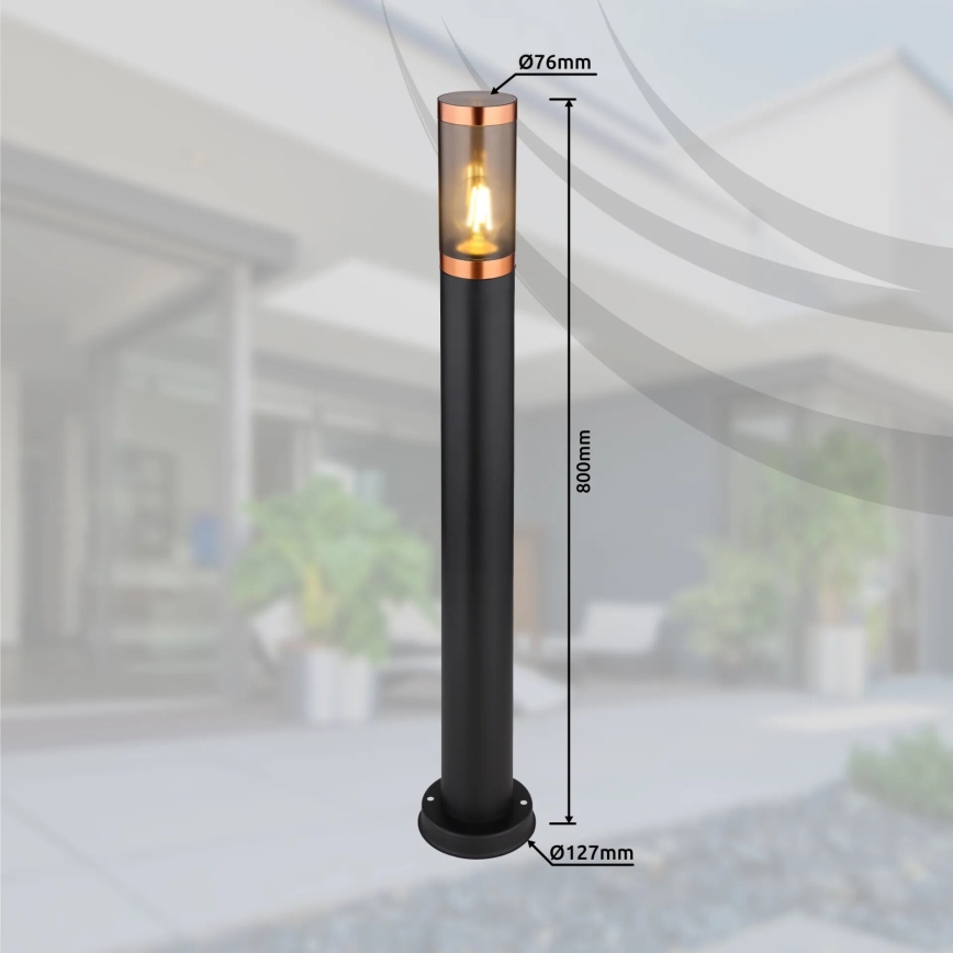 Globo - Lampada da esterno 1xE27/23W/230V IP44 80 cm nero/rame