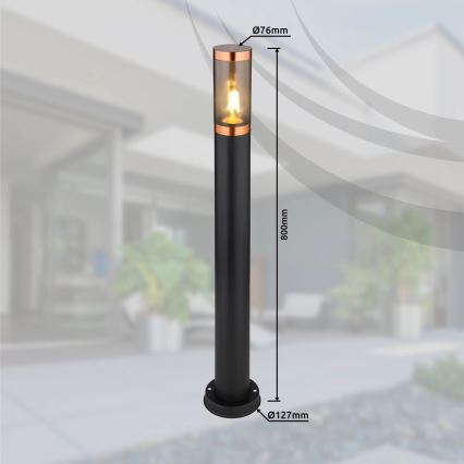 Globo - Lampadaire extérieur 1xE27/23W/230V IP44 80 cm noir/cuivre