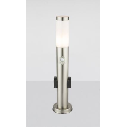 Globo - LED Außenleuchte mit Sensor und 2 Steckdosen LED/9W/230V 60 cm SCHUKO IP44