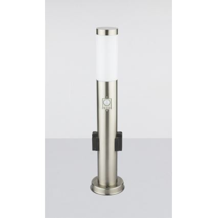 Globo - LED Außenleuchte mit Sensor und 2 Steckdosen LED/9W/230V 60 cm SCHUKO IP44