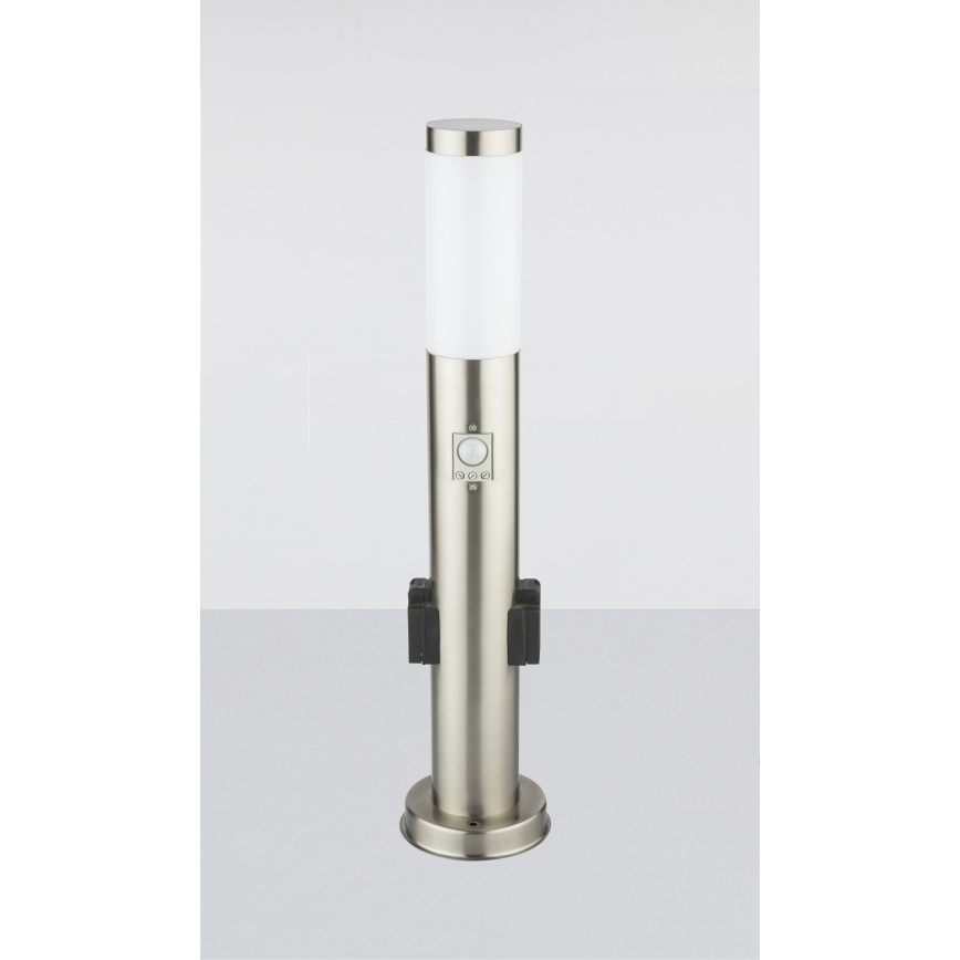 Globo - LED Außenleuchte mit Sensor und 2 Steckdosen LED/9W/230V 60 cm SCHUKO IP44