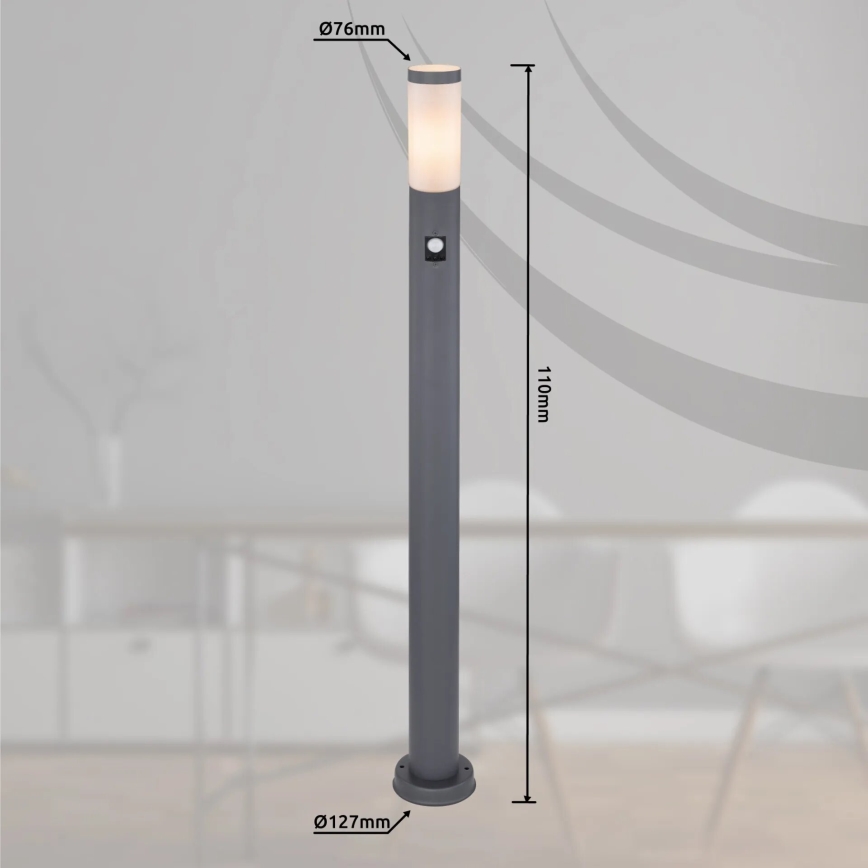 Globo - Lampe extérieure avec détecteur 1xE27/15W/230V IP44 110 cm anthracite