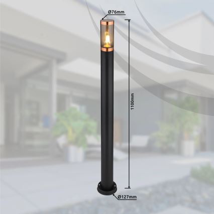 Globo - Lampada da esterno 1xE27/23W/230V IP44 110 cm nero/rame