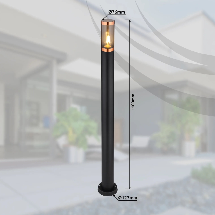 Globo - Lampada da esterno 1xE27/23W/230V IP44 110 cm nero/rame