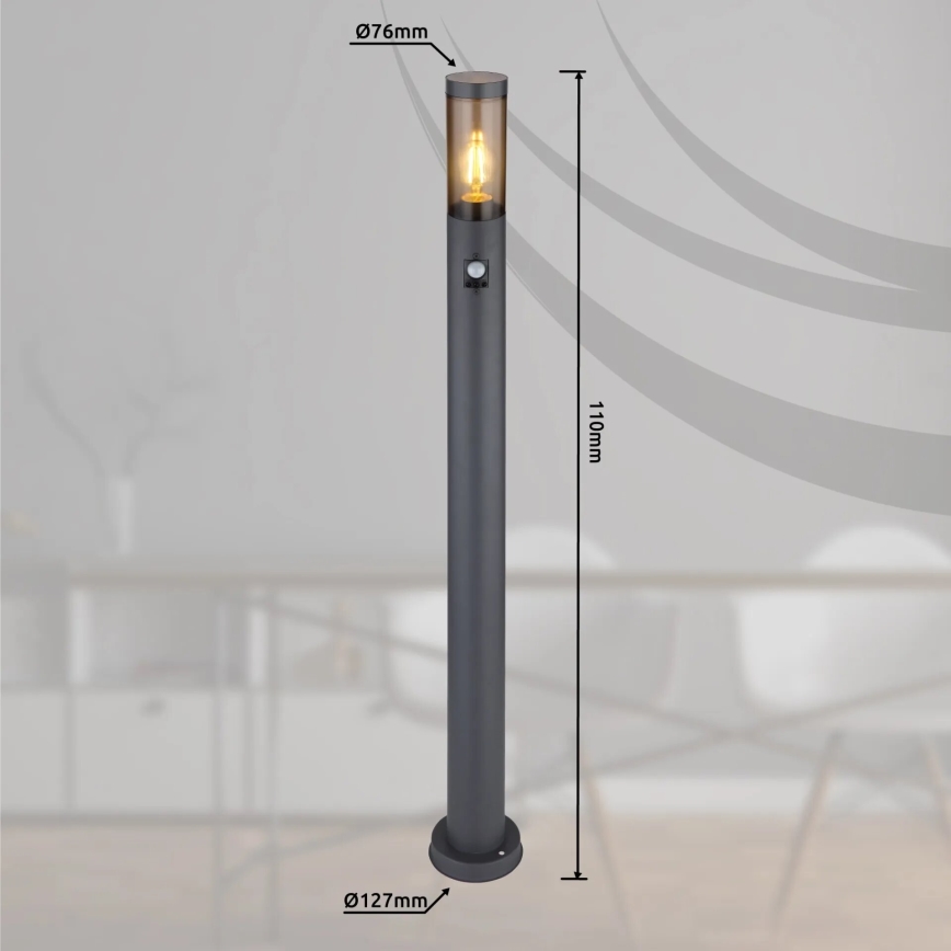 Globo - Lampada da esterno con sensore 1xE27/15W/230V IP44 110 cm nero