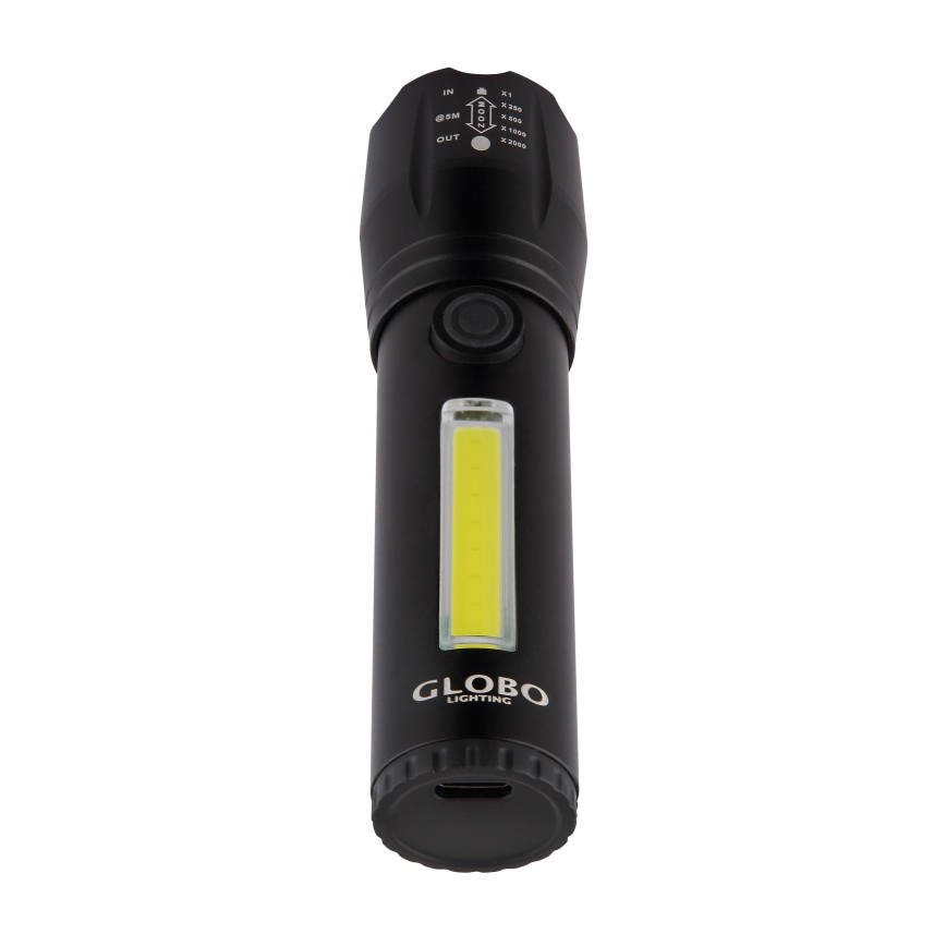 Globo - Torcia ricaricabile LED/3W/5V + COB/3W 5500K 1200 mAh