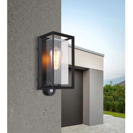 Globo - Applique murale extérieure avec détecteur 1xE27/60W/230V IP44 noir