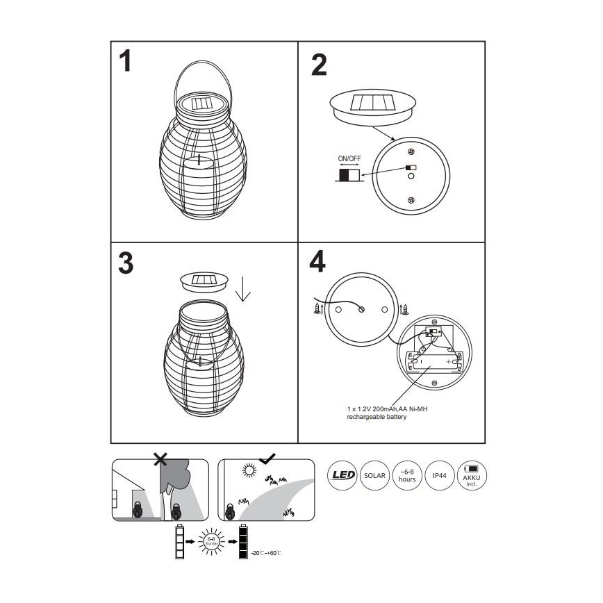 Globo – LED-Solarleuchte LED/0,06W/3,2V IP44 Rattan