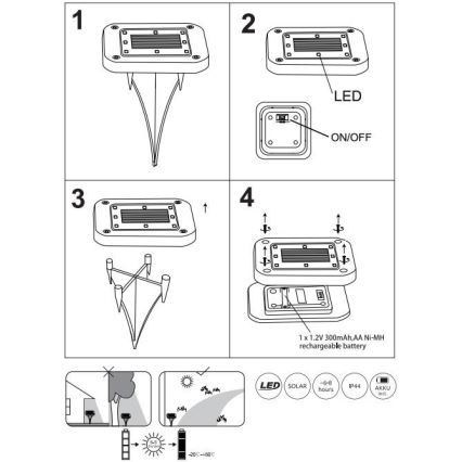 Globo  - SET 2x LED Luce solare Globo 33414Q-2 - SET 2x LED Luce solare SOLAR LED/0,8W/1,2V IP44LED/0,8W/1,2V IP44
