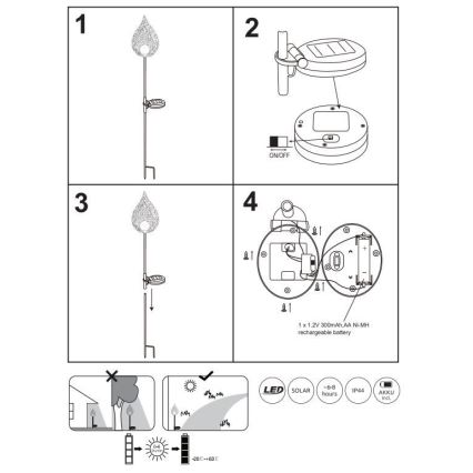 Globo - Éclairage solaire LED/0,06W/3,2V 300mAh IP44