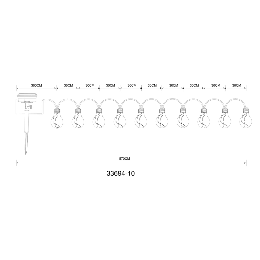 Globo - Guirlande solaire décorative 50xLED/0,06W/3,2V 570 cm IP44
